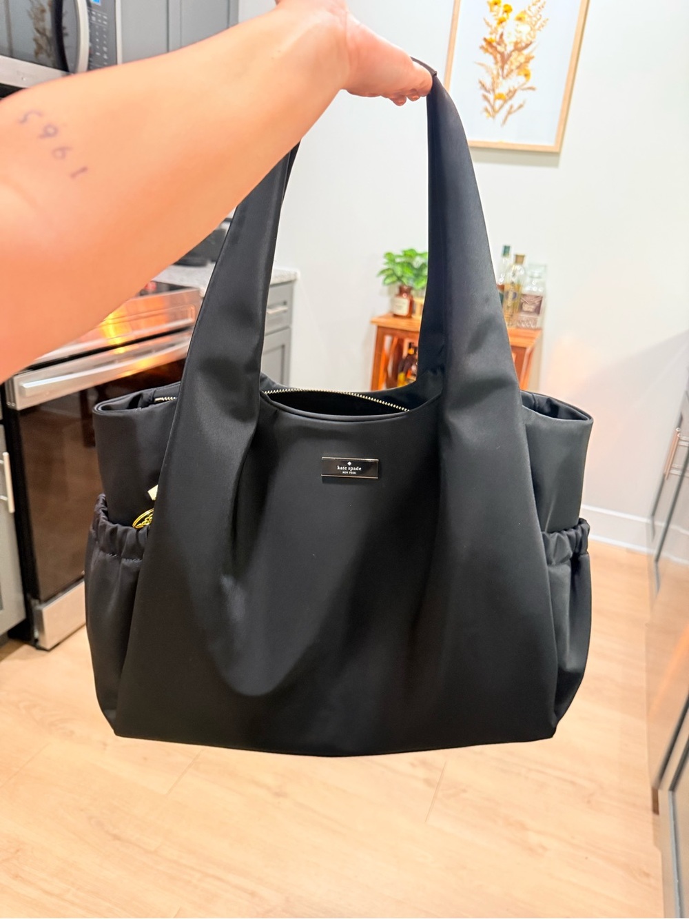 kate spade Black Nylon Shoulder Tote with Side Pockets